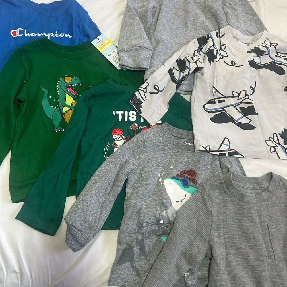 Champion Long Sleeve Blue Logo Tee with Mixed Kids Tops